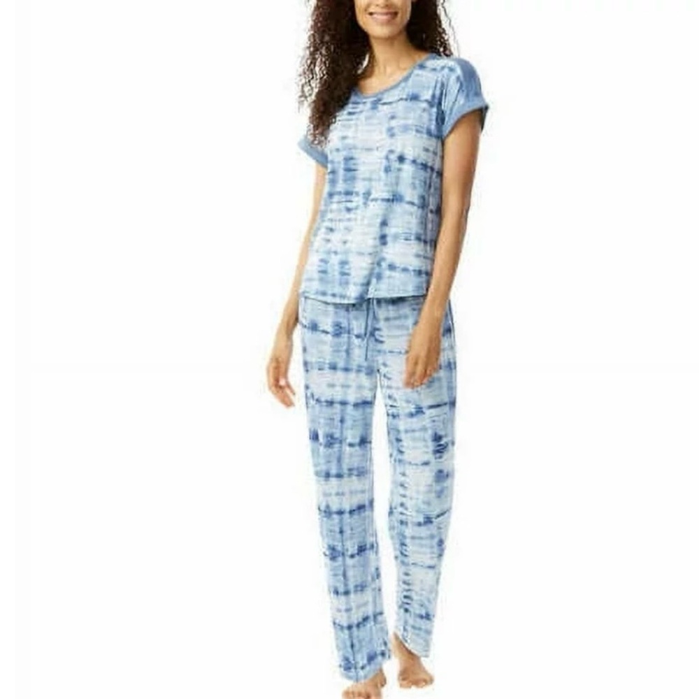 LUCKY BRAND SIZE 3X BLUE AND WHITE TIE DYE 2 PIECE LOUNGE WEAR SET COMFY